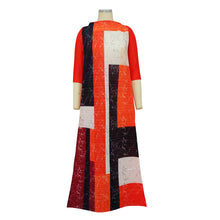 2023 Fashion African 3/4 Sleeve Polyester Plus Size O-Neck Pleated Long Dress Dashiki African Clothes African Dresses for Women