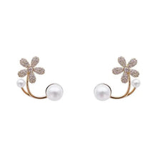 Romantic Flower Petal Long Tassel Drop Earrings for Women 2024 Trend Imitation Pearl Hanging Piercing Earrings Wed Jewelry Gift