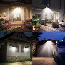 Solar Lights Outdoor 346 LED Solar Wall Lamp with Motion Sensor 3 Modes Waterproof 4 Heads Security Floodlight for Yard Garage