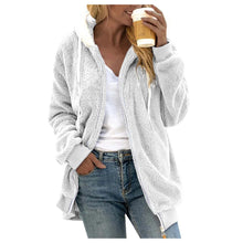 Women's Winter Fashionable Hooded Fleece Solid Color Jacket
