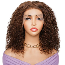 Double Drawn 300 Density Pixie Curl 13x4 Lace Front Wig Brown Ginger Human Hair Wig For Women Pre-Plucked Transparent Lace Front Human Hair Wig