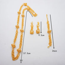 24k golden-plated long chain necklace earring set for women's jewelry in Nigeria