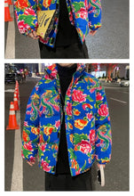 Men Harajuku Big Flopwer Coat Winter Jacket 2024 Mens Streetwear Hip Hop Parka Chinese Traditional Clothes Puffer Jackets XXXXXL