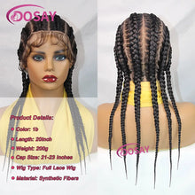 Short Synthetic Braided Wigs Full Lace Wig For Black Women Box Braids Wig With Baby Hair Jumbo Knotless Braiding Hair Wig 20Inch