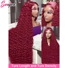 30 36 Inch 250% 13x4 HD Lace Frontal Wig Kinky Curly 99J Burgund Red Wine Brazilian Water Wave Hd Lace Human Hair Wigs Glueless