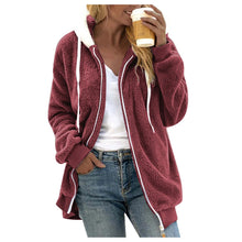 Women's Winter Fashionable Hooded Fleece Solid Color Jacket