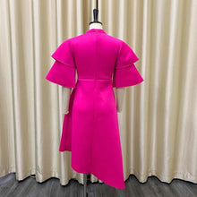 Elegant Party Dresses for Woman 2024 New O Neck Ruffles Sleeve High Waisted Asymmetric Mid Calf Luxury Birthday Dinner Vestidos