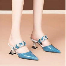 Pointed Designer Slides Fashion Rhinestones Non-Slip Women Slippers Elegant High Heel Outdoor Pearl Party Shoes
