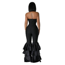 Jumpsuits Strapless Women Sleeveless Sexy Rompers One Piece Overalls Slim Fit Long Pant Ruffles Patchwork Elegant Lady