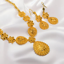 9999 24K real gold Bridal Necklace Earrings two-piece India Dubai Jewelry drop shaped sarcopenia jewelry set