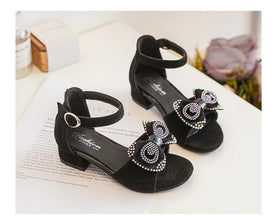 Girls' Sandals Summer New High Heel Soft-soled Princess Shoes Fashion Bow Roman Sandals Open Toe Children's Shoes J279