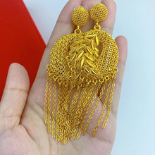 XUHUANG Nigerian Bridal Wedding Earrings With Round Shape Tassels African Dubai Plated Long Earrings Party Pendant Jewelry Gift