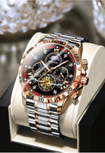 BINBOND Lurury Men's Watches Trend Fashion Original Quartz Watch for Man Flywheel Style Chronograph Waterproof Moon Phase Dress