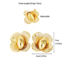 New Fashion Style Gold Plated Earrings Ring Set for Women Girls Dubai Luxury Exaggerated Design Jewelry Gift for Party Easter