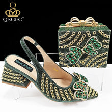 QSGFC Italian Design Clutch Dual Use Full Diamond High Heels Exquisite Gift-Box  And High Heels For Party Women Shoes