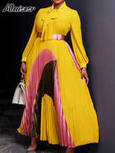 Mlaiscsr Fashion Long Sleeve Maxi Dress with Belt Women Elegant Birthday Party Dance Celebrity Gown Formal Evening Africa Dubai