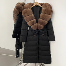 Real Fox Fur Collar Puffer Jacket Duck Down Thuck Coat For Women