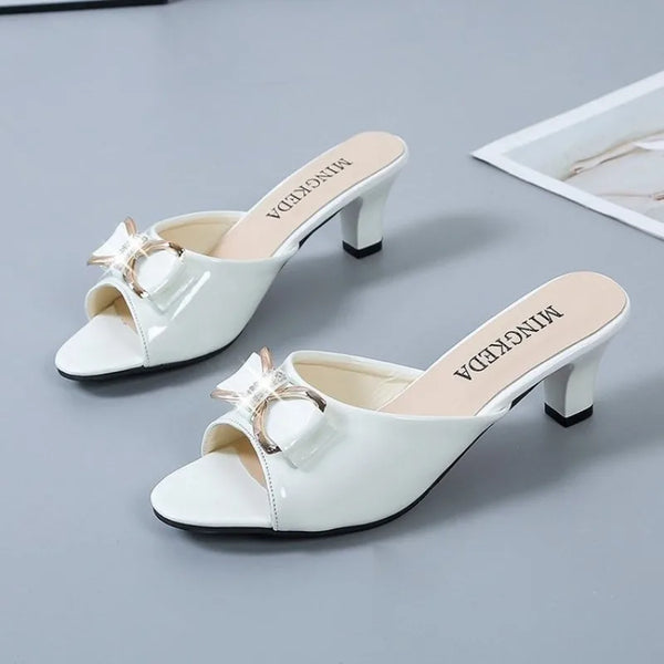 Summer Female Sandals Women Slippers Sexy Open Toe Fish Mouth Slippers  Ladies Rhinestone Bowknot Slides Shoes Plus Size 42