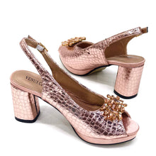 Italian Rhinestone Decoration Women's Shoes And Bag Set