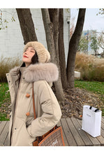 Women's Large Fur Collar Hooded Warm Thick Padded Parka Jacket