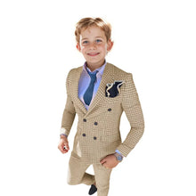 Double Breasted Plaid Formal Suits for Boys 3-16 Years Old Children 2 Pieces Classic Tuxedos Checked Wedding Suits Sets