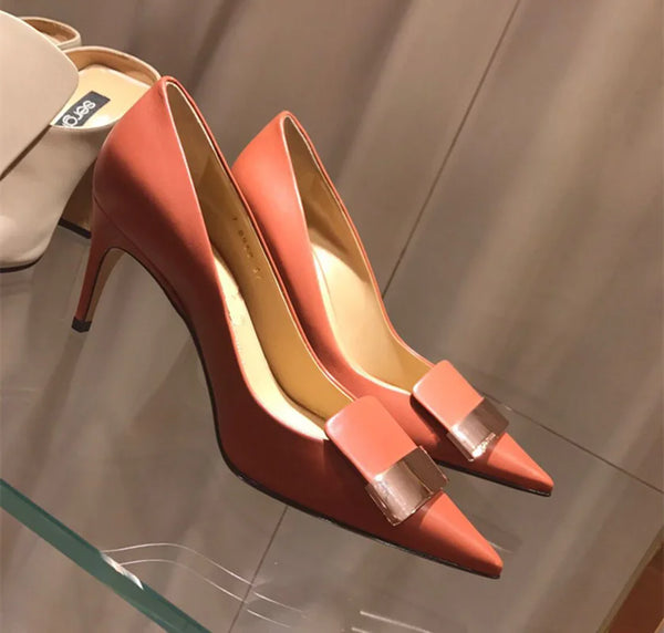2022 Women Party Bridal Wedding Shoes Luxury Pumps Metal Plate Glitter High Heels Ladies Stiletto Dress Pointed Toe Bombas Mujer