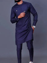 Men's chic casual white geometric print two-piece suit