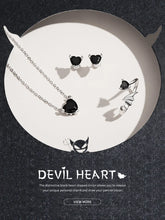 WOSTU Classic 100% 925 Sterling Silver Devil Heart Ear Studs Earrings Exquisite Black Zircon Earrings Fine Anniversary Jewelry