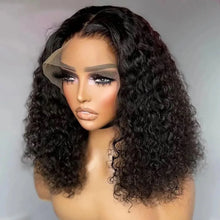 Short Bob Cut Black Color Deep Curly 13X4 HD Lace Front Wigs Synthetic Wig Preplucked With Baby Hair Bleached Knots Glueless Wig