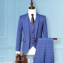 Suit M-5XL (Blazer + Vest + Trousers) Italian Style Fashion Business Elegant Gentleman Plaid Slim Casual Formal Suit 3-piece