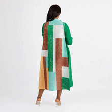 2023 Fashion African 3/4 Sleeve Polyester Plus Size O-Neck Pleated Long Dress Dashiki African Clothes African Dresses for Women