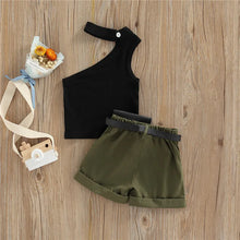 1-5 Years Infant Girl Casual Set Tanks Tops + Shorts + Waist Bag Pockets Decoration Casual Style Girls Summer Clothing Set