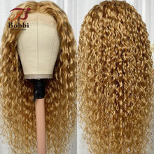 Honey Blonde Water Wave 4x4 Lace Front Wig 100% Human Hair Wigs for Women 13x4 Pre-Plucked Transparent Lace Remy Hair Bobbi