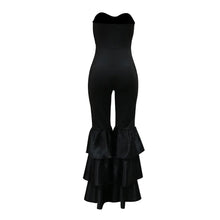 Jumpsuits Strapless Women Sleeveless Sexy Rompers One Piece Overalls Slim Fit Long Pant Ruffles Patchwork Elegant Lady