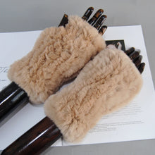 Women's Knit Faux Fur Winter Warm Finger-less Gloves