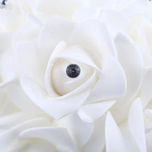 1Pc Rose Bouquet Bridal Wedding PE Foam Flower Ribbon Wedding Simulation Bouquet With Faux Crystal for Party Church Decor