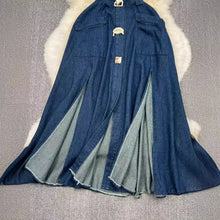 Denim Dress Women Long Dresses Turn Down Collar Sleeveless Party Club Hollow Out Jeans High Waist Slim Single Breasted Vestidos