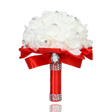 Cheapest PE Rose Bridesmaid Wedding Foam flowers Rose Bridal bouquet Ribbon Fake Wedding bouquet