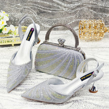 Venus Chan 2025 New Shoes and Bag to Match Orange Colour Pointed-Toe Diamond-Studded Party Women's High Heels Ms. Banguet Scene