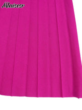Mlaiscsr Elegant Luxury Wedding Guest Pleated Dresses with Belt Women O Neck Lace Patchwork Short Sleeve Birthday Party Robe New