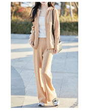 100% Merino wool fall/winter new women's sweater crewneck hooded Cardigan Fashion all-in-one warm pants suit