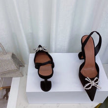 2023 New High Heels Women's Rhinestone Bow Pointy Glasses with Stilettos and Sandals Women.