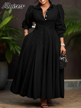 Mlaiscsr Spring Long Sleeve A-Line Shirt Dresses Elegant African for Women White Casual Lapel Evening Party Holiday Vistidos