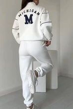 Autumn Winter New Fashion Letter Print Sweatshirt Set Casual Zipper Half Open Collar Long-sleeve Top + Sweatpants Two-piece Suit
