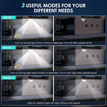 Solar Lights Outdoor 346 LED Solar Wall Lamp with Motion Sensor 3 Modes Waterproof 4 Heads Security Floodlight for Yard Garage