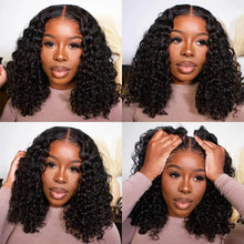Vietnamese Super Double Drawn Water Wave Curly13x4 Frontal Bob Wig with 100%Human Hair Natural Black 210%Density For Black Women