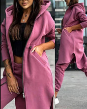 Women's Hooded Zipper Long Coats Tracksuit