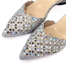 Women's Hollowed Out Embroidery Rhinestone Italian Design Shoes and Bags Set