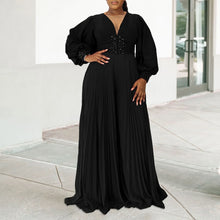 Autumn Dashiki African Clothes for Women African Long Sleeve V-neck Polyester Long Jumpsuit Outfits Elegant African Clothing 3XL