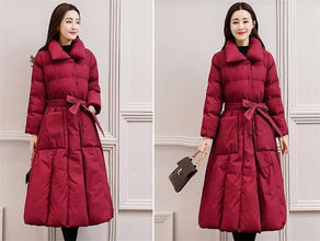 Women's Single Breasted Long Down Winter Jackets